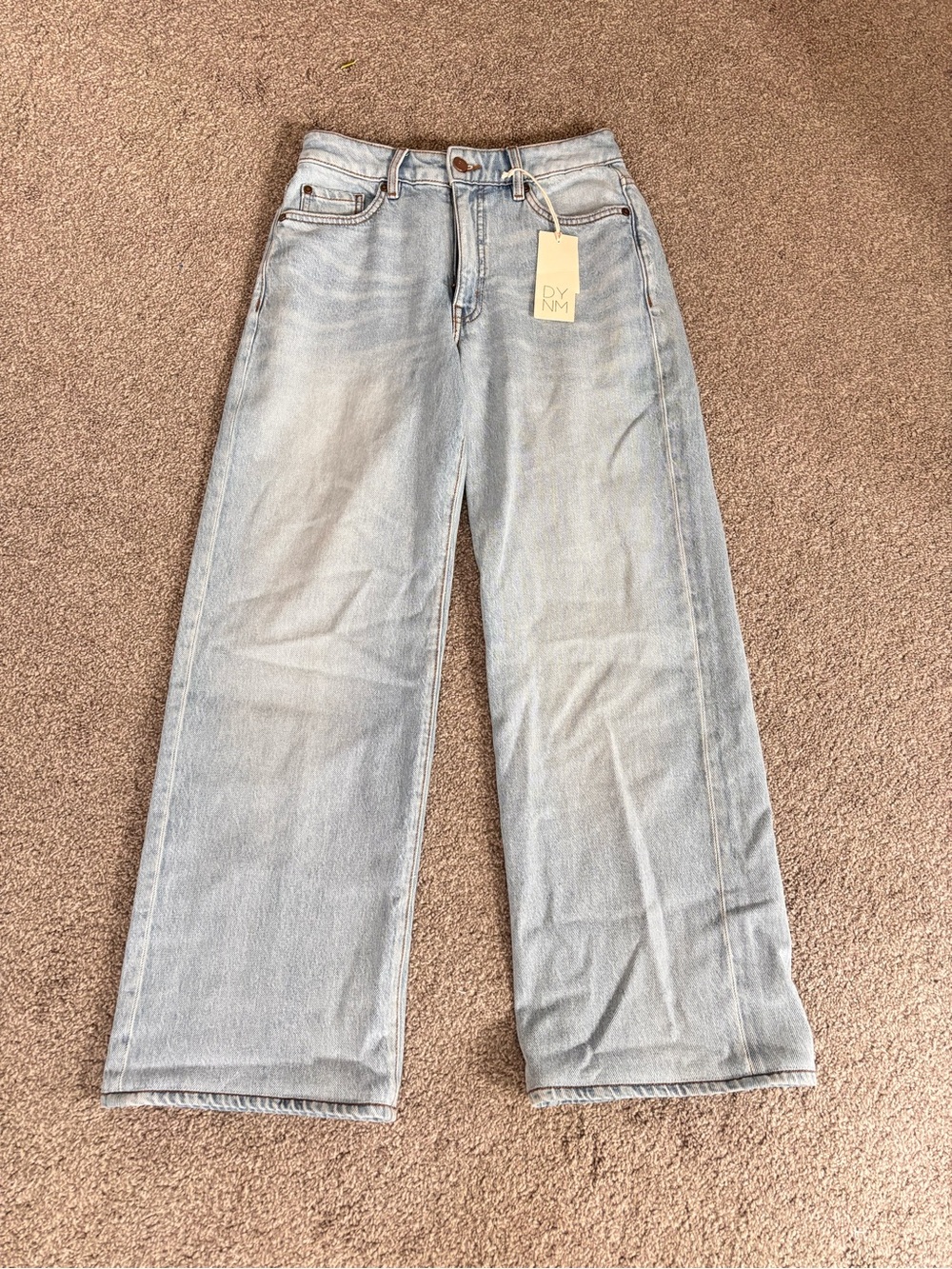 Dynamite Light Wash Wide Leg Women's Jeans hemmed for petites